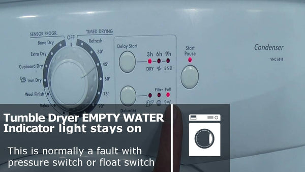 Hoover Candy tumble dryer empty water Indicator flashing, runs for a few seconds then stops