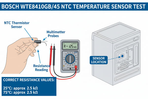 How to Test an NTC Thermistor, Bosch Dryer WTE84106GB/45