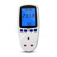 Power Meter Energy Monitor Plug, Tapsin Energy Monitor Backlight LCD Display UK Plug with 7 Monitoring Modes Overload Warning Wattage Volt Amp KWH Meter Analyzer Socket