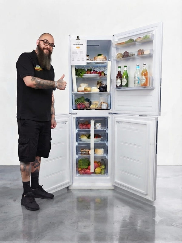 Kristian Stood with the fridge freezer 