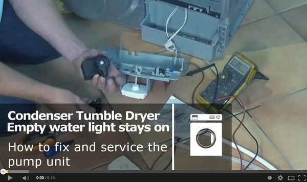 How to service a Condenser Tumble Dryer pump unit.