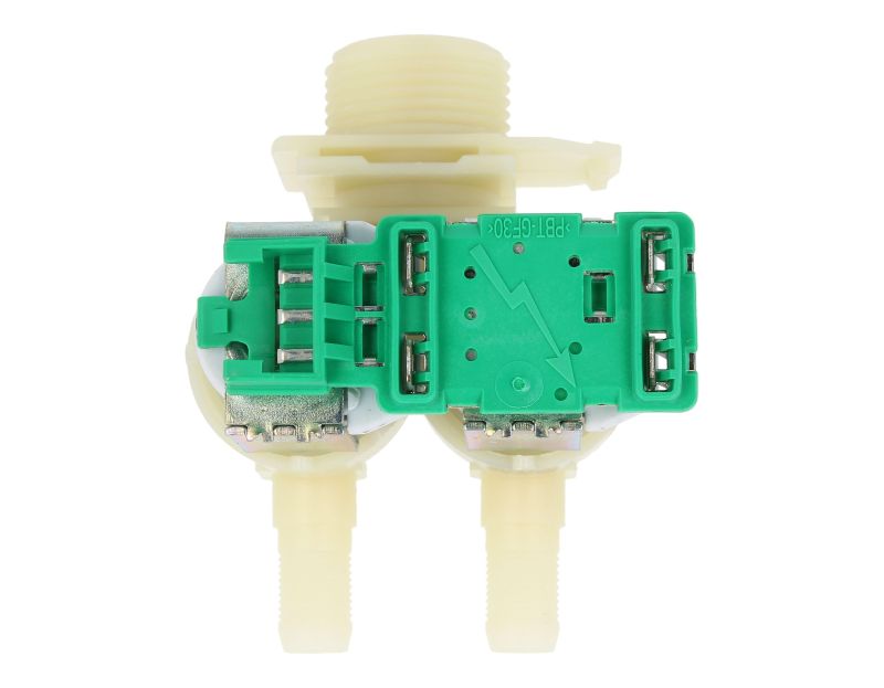 Bosch Neff Siemens Cold Water Double Solenoid Inlet Valve : 180Deg. With 10.5 Bore Outlets 10031360