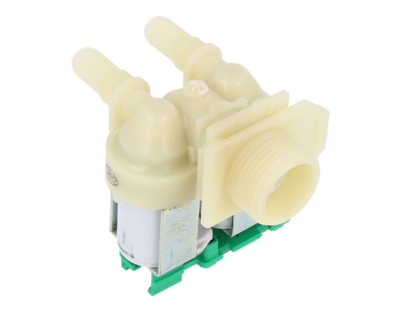 Bosch Neff Siemens Cold Water Double Solenoid Inlet Valve : 180Deg. With 10.5 Bore Outlets 10031360