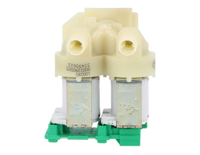 Bosch Neff Siemens Cold Water Double Solenoid Inlet Valve : 180Deg. With 10.5 Bore Outlets 10031360