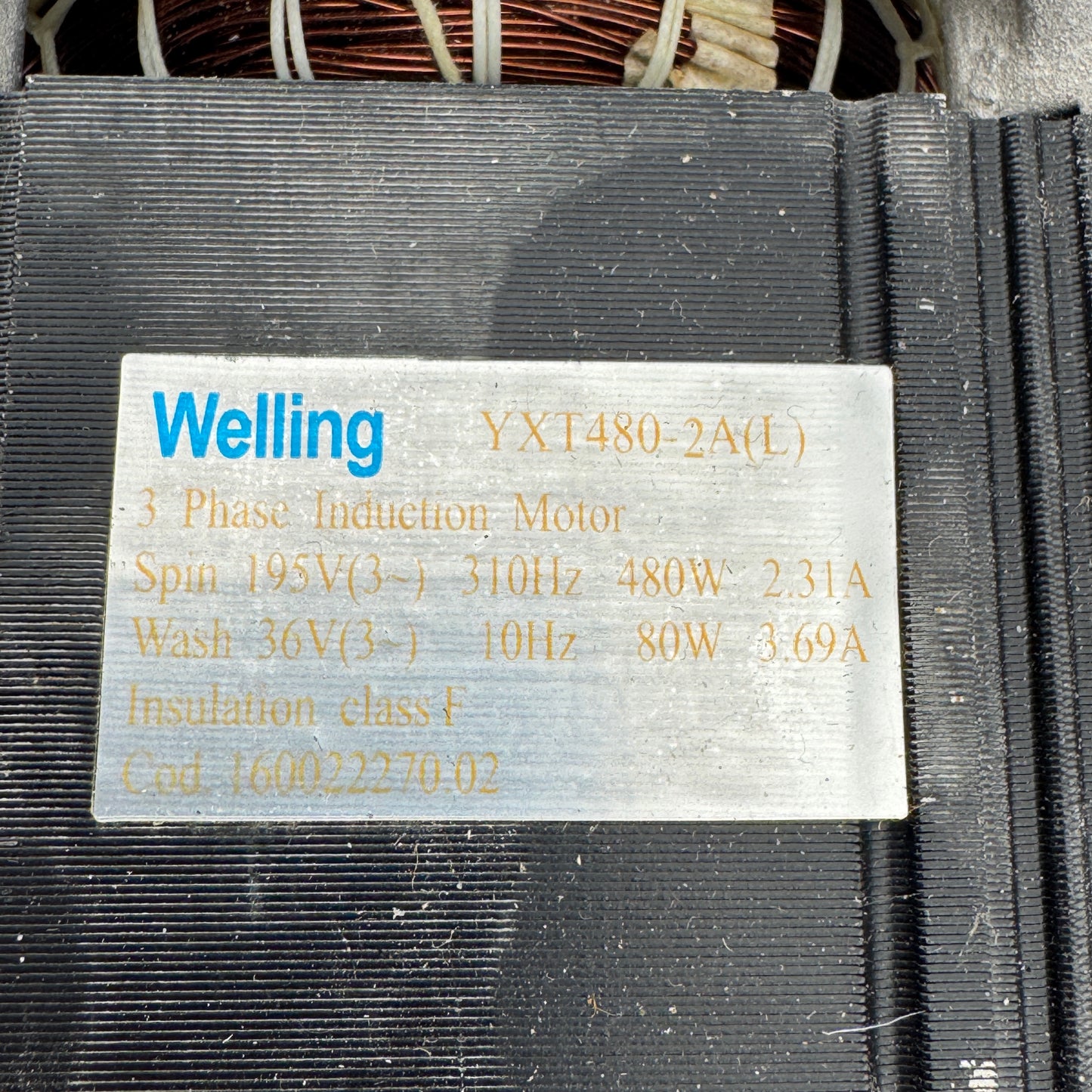 Indesit Motor : Welling YXT480-2A(L) 160031876 W10905768 ( YXT-480-2-6L ) 482000090245