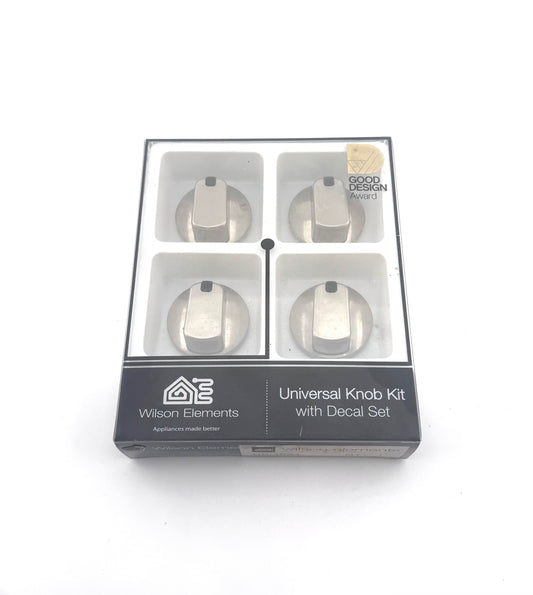 Universal Stainless Steel 48mm Cooker Control Knob Pack of 4 with Decals