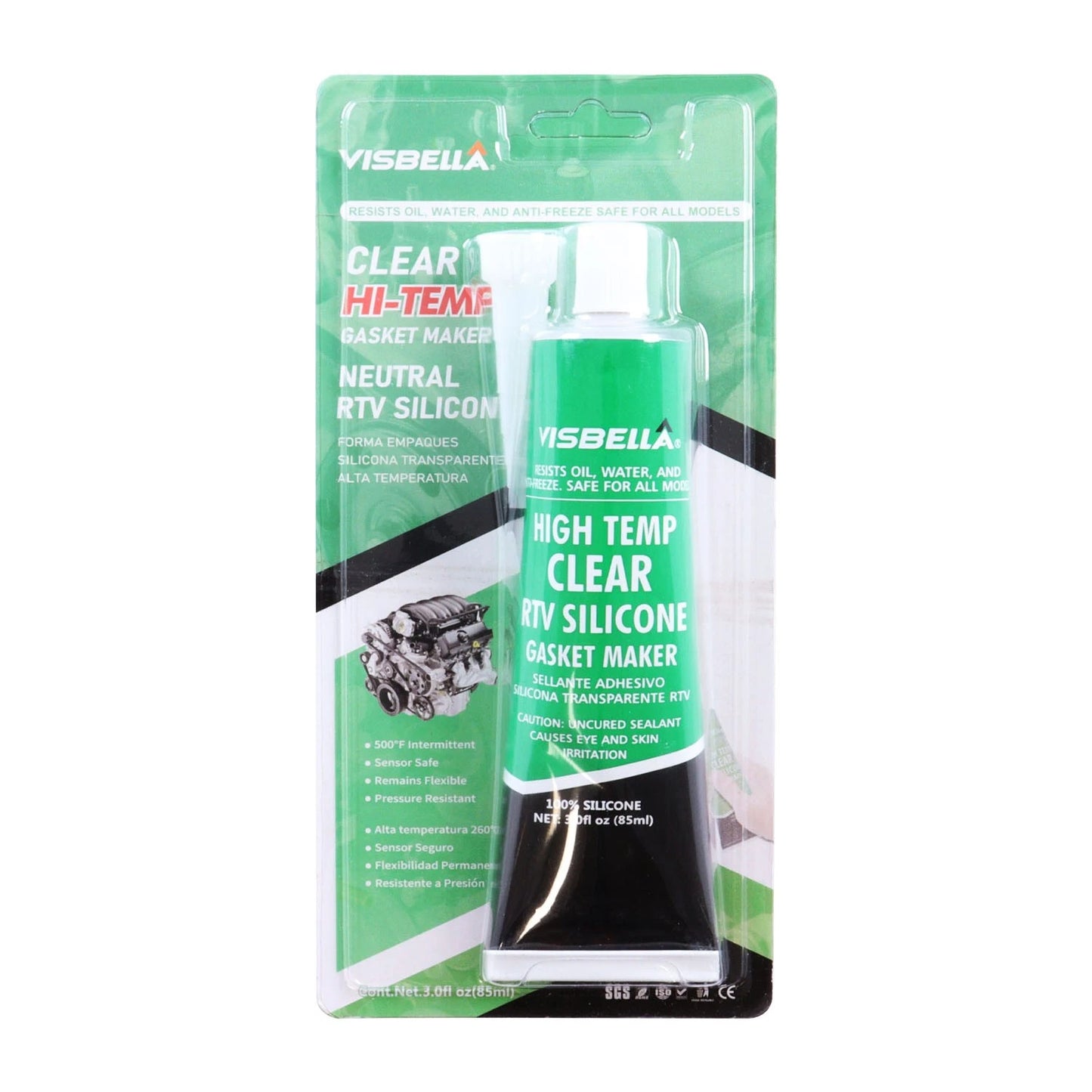 Visbella V354 Clear High-Temperature RTV Silicone Gasket Maker (85g)