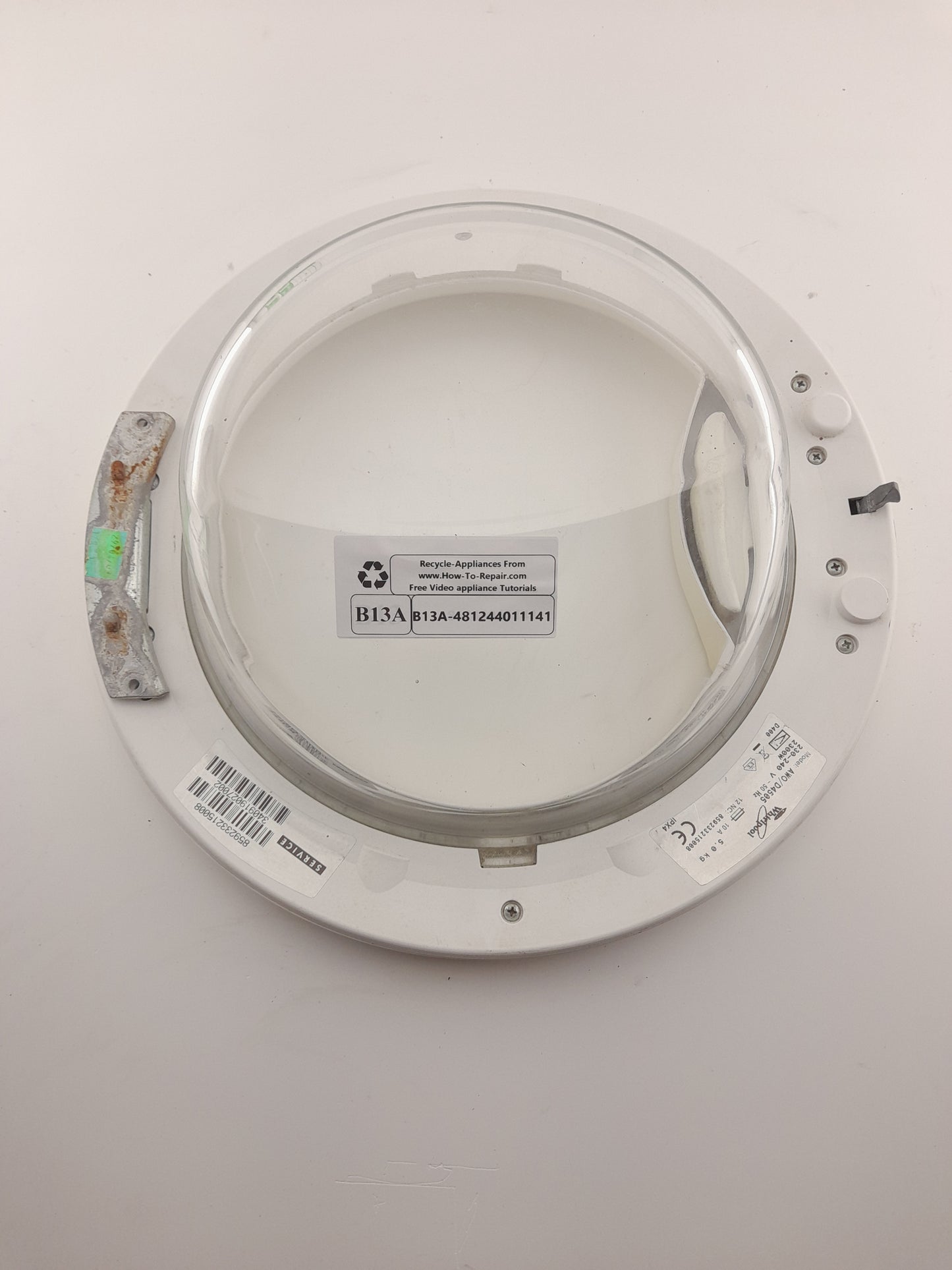 Whirlpool Washing Machine, Door Frame, Glass, Hinge 481244011141