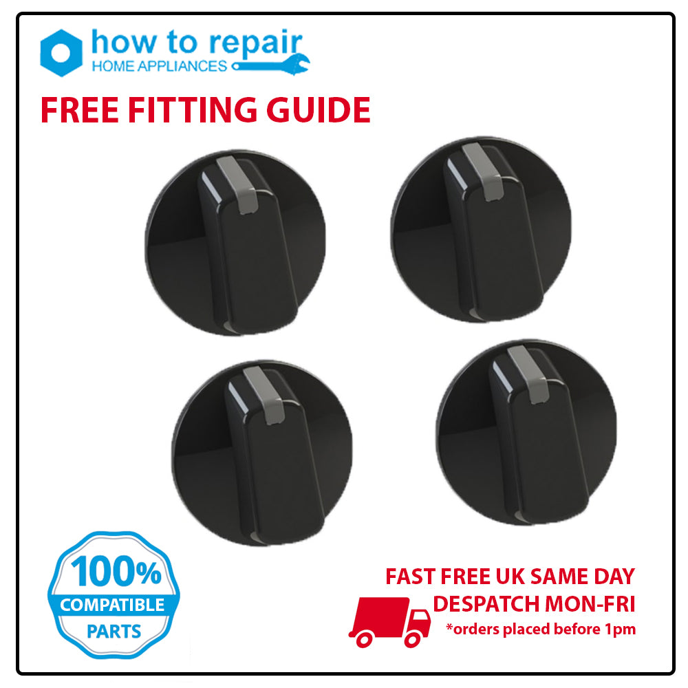 Universal 55mm Black Cooker Control Knob Pack of 4