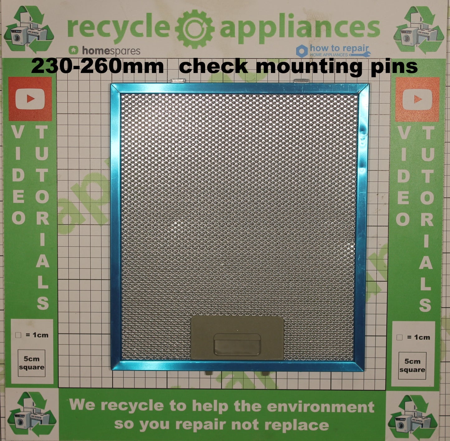 Cooker Hood Metal Filter 230-260mm