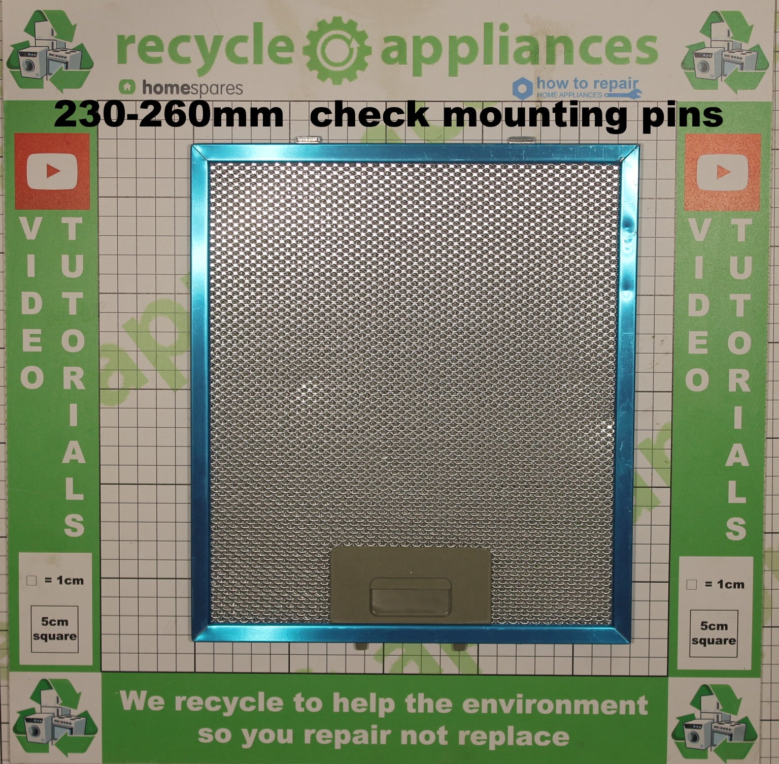 Cooker Hood Metal Filter 230-260mm