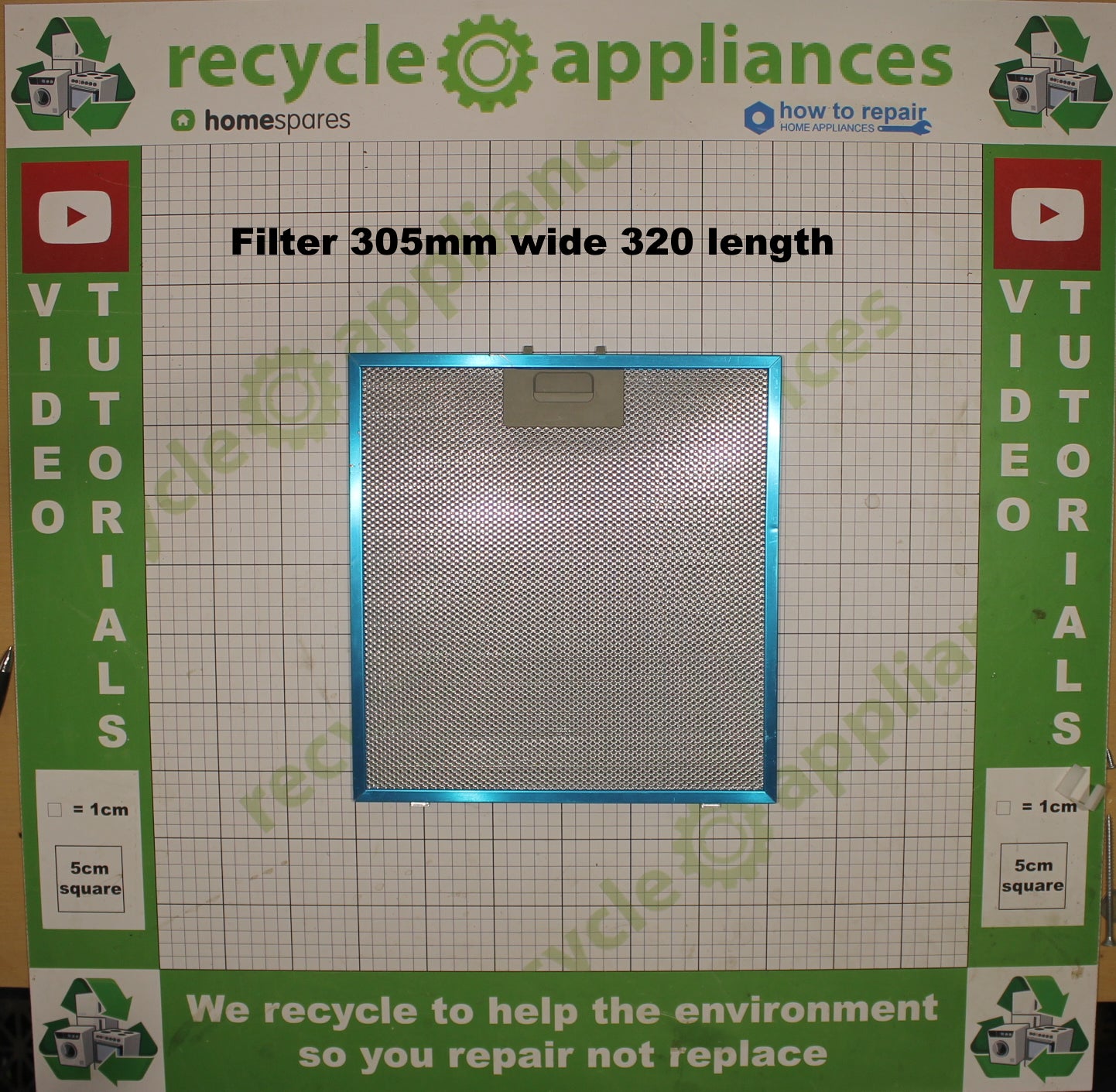 COOKOLOGY Cooker Hood Metal Filter 305mm wide 320 length