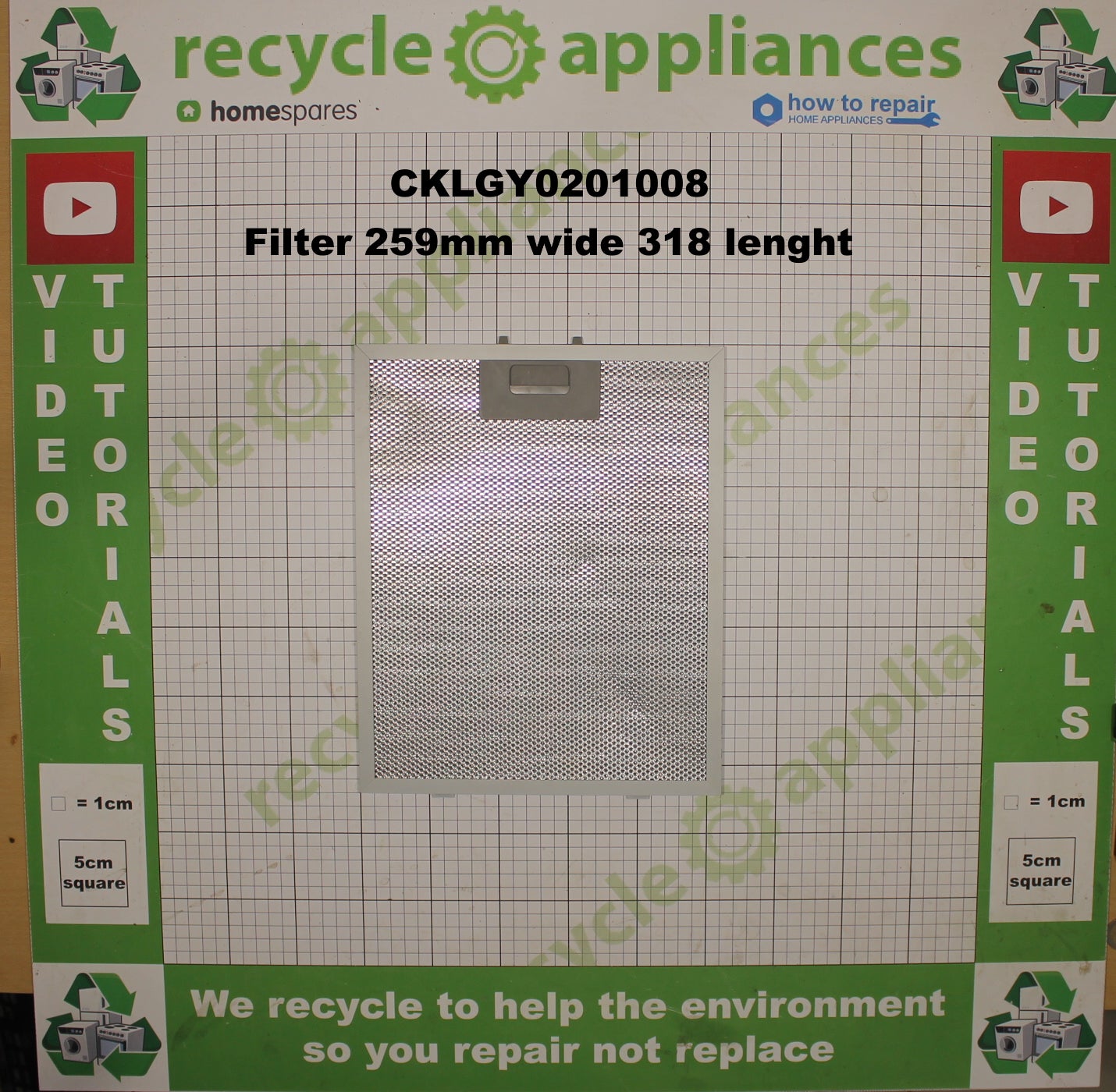 COOKOLOGY Cooker Hood Metal Filter 259mm wide 318 length