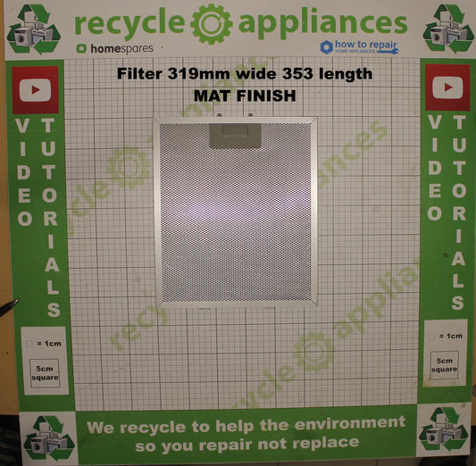 COOKOLOGY Cooker Hood Metal Filter 319mm wide 353 length MAT FINISH
