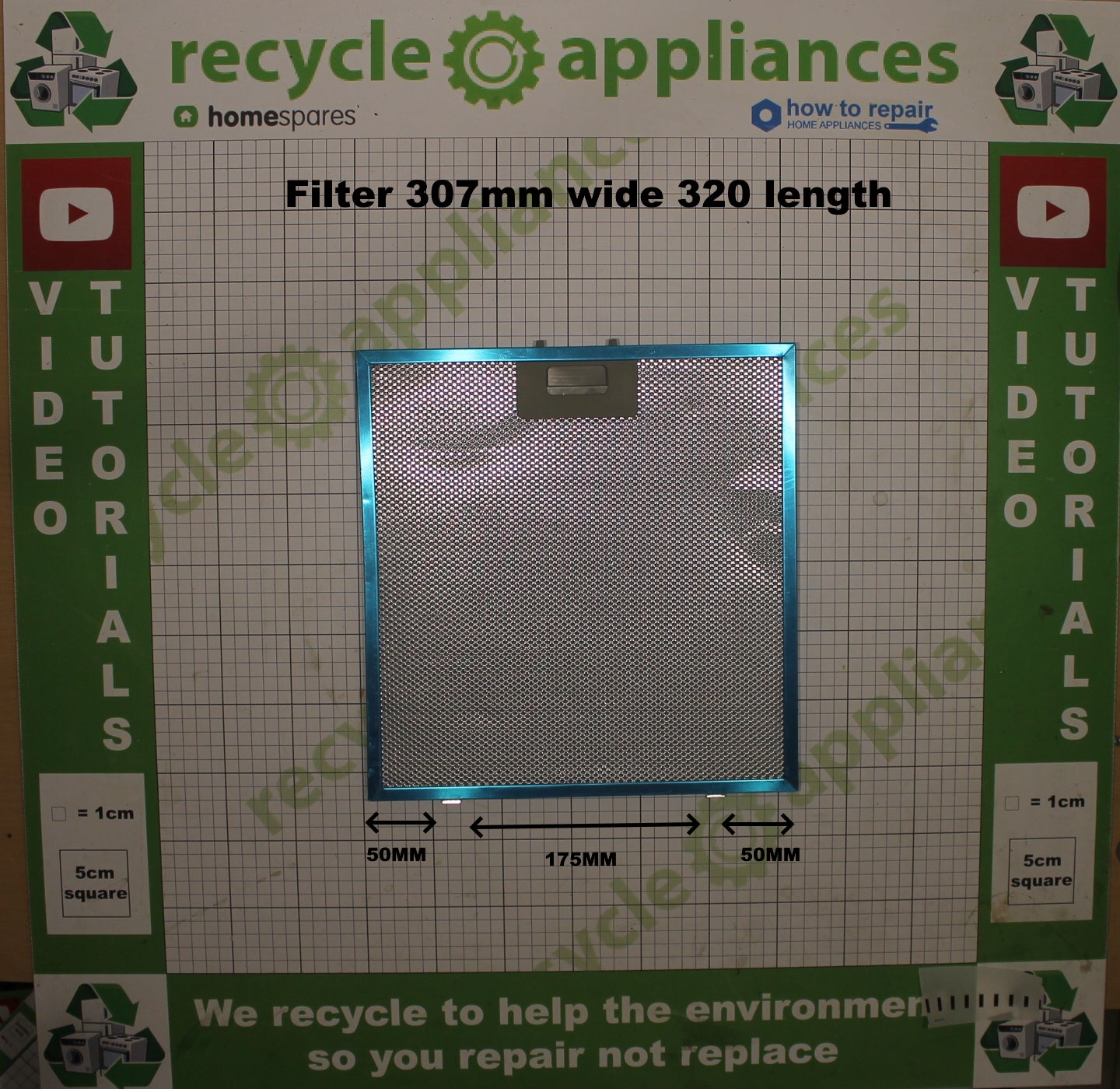 COOKOLOGY Cooker Hood Metal Filter 307mm wide 320 length