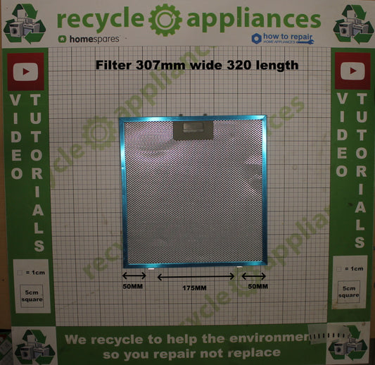 COOKOLOGY Cooker Hood Metal Filter 307mm wide 320 length