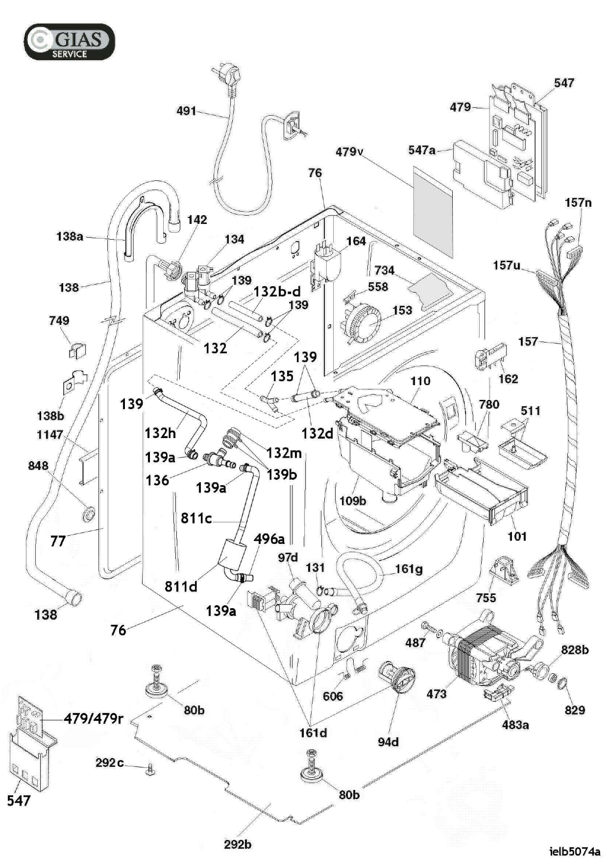 How to Repair Hoover Washing Machine DXA49W3.180 exploded diagram